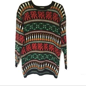 Vintage Tacky Ugly Christmas Hand Embroidered Sweater M